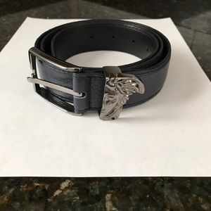 Versace Mens Calfskin Belt w/ Silver Medusa 36”